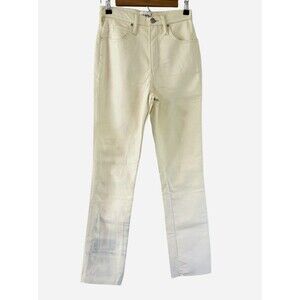 Frame Off-White Bone Le High N Tight Straight Leg Leather Pants Size 26 NWT FLAW